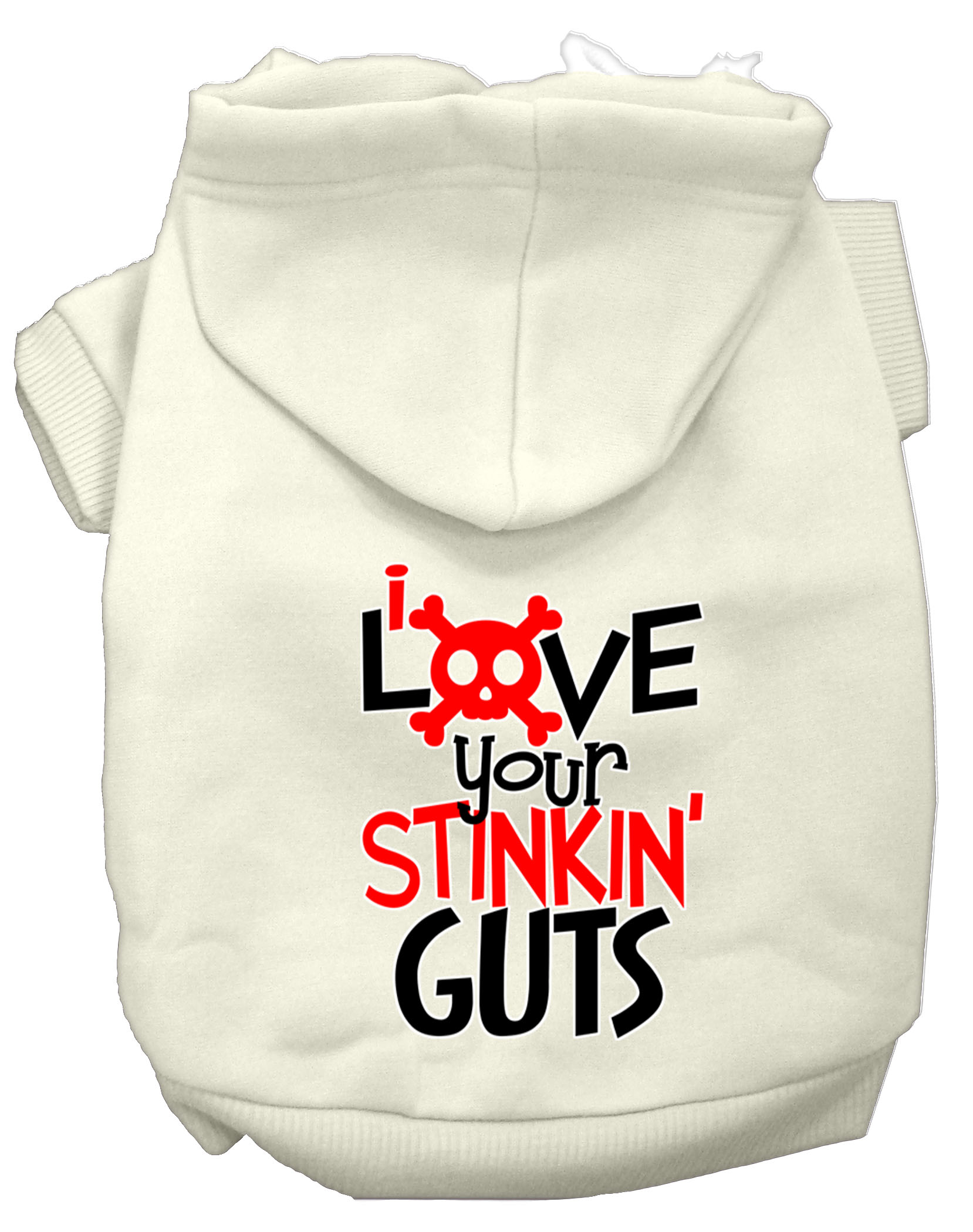 Love your Stinkin Guts Screen Print Dog Hoodie Cream XXL